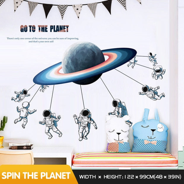 Space theme astronaut wall sticker home decor