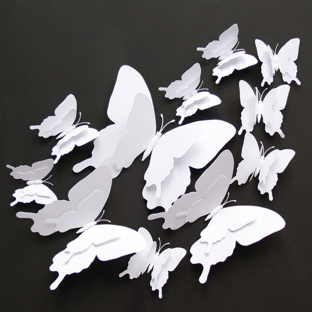12pcs/set 3D Double layer Pterosaur butterfly Wall Sticker