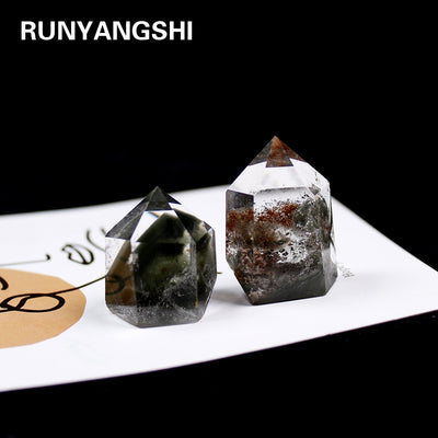 Natural Green Phantom Crystal hexagonal point