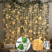 12pcs Artificial Plants Fake Leaf Hanging For Home Living Decor