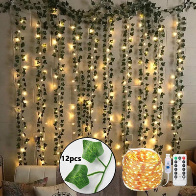 12pcs Artificial Plants Fake Leaf Hanging For Home Living Decor