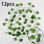 12pcs Artificial Plants Fake Leaf Hanging For Home Living Decor