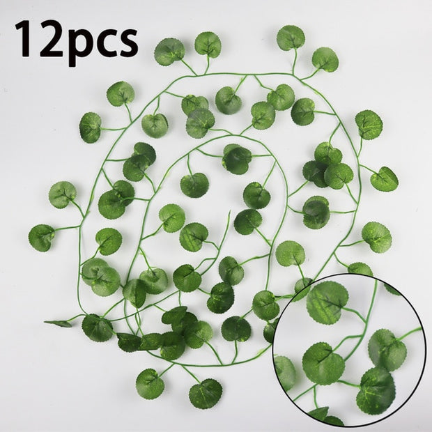 12pcs Artificial Plants Fake Leaf Hanging For Home Living Decor