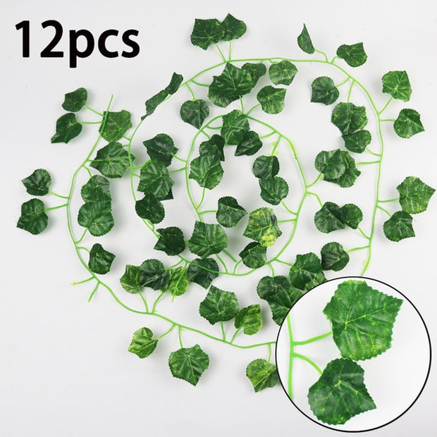 12pcs Artificial Plants Fake Leaf Hanging For Home Living Decor