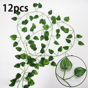 12pcs Artificial Plants Fake Leaf Hanging For Home Living Decor