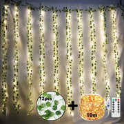 12pcs Artificial Plants Fake Leaf Hanging For Home Living Decor