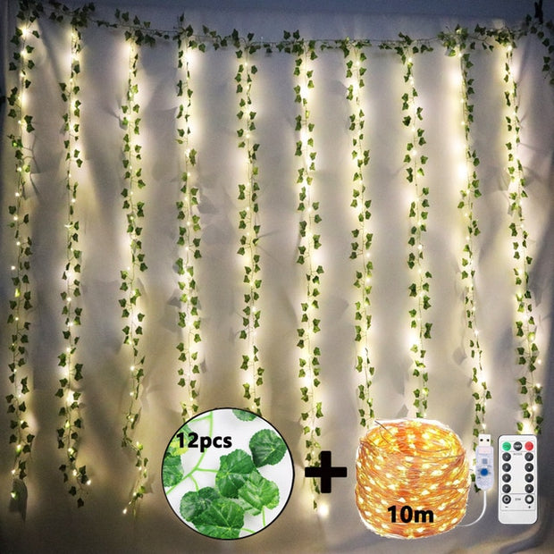 12pcs Artificial Plants Fake Leaf Hanging For Home Living Decor