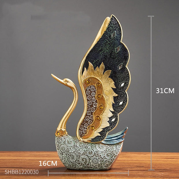 Art Resin Swan Statue Decoration