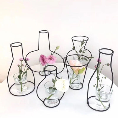 Iron wire vase simple retro metal plant stand