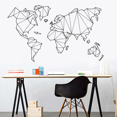 Geometric World Map Wall Sticker