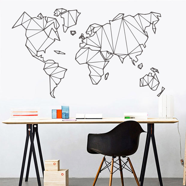 Geometric World Map Wall Sticker