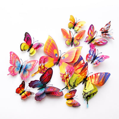 12Pcs Double layer 3D Butterfly Wall Sticker